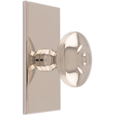 Loops 38mm Round Cabinet Door Knob & 76X40mm Matching Backplate Polished Nickel Handle from B&Q