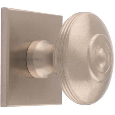 Loops 38mm Round Cabinet Door Knob & 40X40mm Matching BackplateSatin Nickel Handle from B&Q
