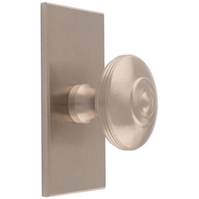 Loops 38mm Round Cabinet Door Knob & 76X40mm Matching BackplateSatin Nickel Handle from B&Q