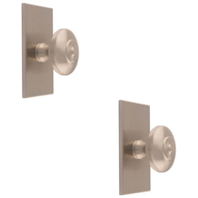 Loops 2 Pack38mm Round Cabinet Door Knob & 76X40mm Matching BackplateSatin Nickel Handle from B&Q