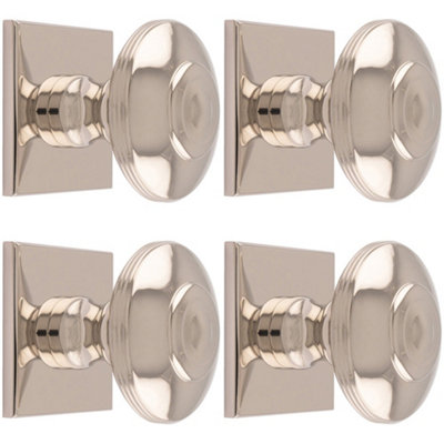 Loops 4 Pack42mm Round Cabinet Door Knob & 40X40mm Matching Backplate Polished Nickel Handle from B&Q