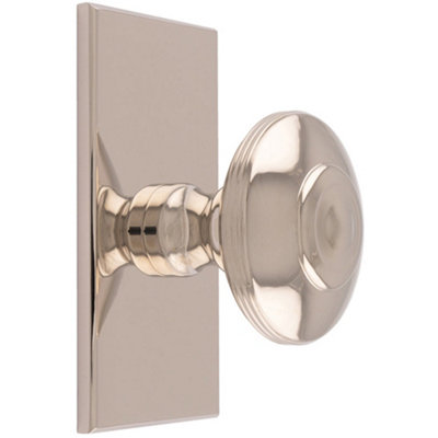 Loops 42mm Round Cabinet Door Knob & 76X40mm Matching Backplate Polished Nickel Handle from B&Q