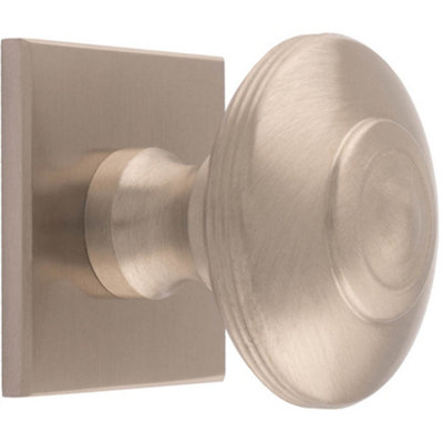 Loops 42mm Round Cabinet Door Knob & 40X40mm Matching BackplateSatin Nickel Handle from B&Q