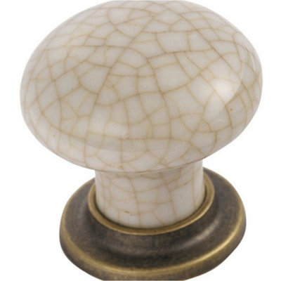 Loops Porcelain Mushroom Cupboard Door Knob 36mm DiaFlorentine Bronze & Ivory Glaze from B&Q