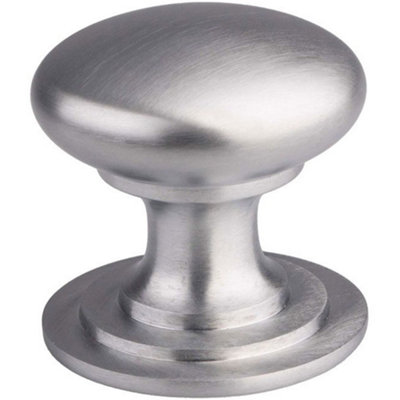 B&Q -  Victorian Tiered Door Knob32mm Satin Chrome Cabinet Pull Handle Round Rose