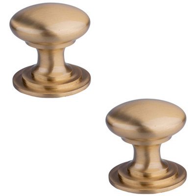 B&Q -  2 PackVictorian Tiered Door Knob42mm Satin Brass Cabinet Pull Handle Round Rose