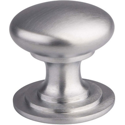 B&Q -  Victorian Tiered Door Knob42mm Satin Chrome Cabinet Pull Handle Round Rose