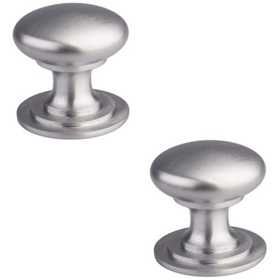 B&Q -  2 PackVictorian Tiered Door Knob42mm Satin Chrome Cabinet Pull Handle Round Rose