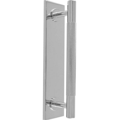 Loops Knurled Drawer Bar Pull Handle & Matching BackplatePolished Chrome 168 X 40mm from B&Q