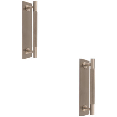 Loops 2 PackKnurled Drawer Bar Pull Handle & Matching BackplateSatin Nickel 168 X 40mm from B&Q