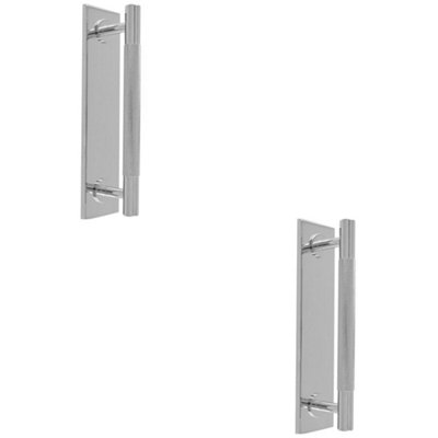 Loops 2 PackKnurled Drawer Bar Pull Handle & Matching BackplatePolished Chrome 200 X 40mm from B&Q