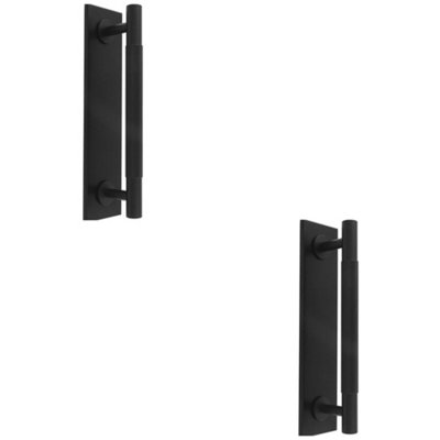 Loops 2 PackKnurled Drawer Bar Pull Handle & Matching BackplateMatt Black 200 X 40mm from B&Q