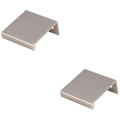 B&Q -  2 PackSquare Edge Finger Pull HandleSatin Nickel 40mmSlim Cupboard Drawer