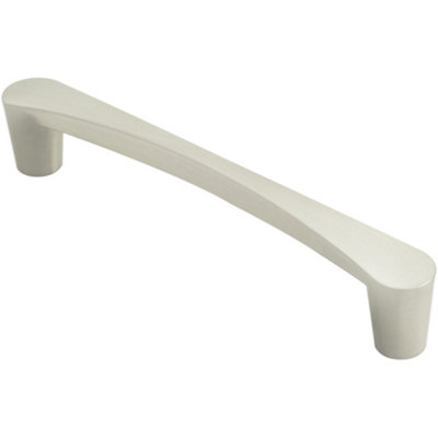 Loops Curved D Shape Pull Handle 146 X 18.5mm 128mm Fixing Centres Satin Nickel from B&Q
