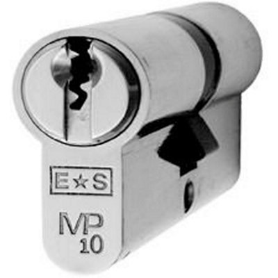 Loops 70mm Euro Double Cylinder Lock10 Pin Satin Chrome Keyed Alike Door Barrel from B&Q