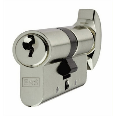 Loops 80mm Euro Cylinder Lock & Thumb Turn5 Pin Polished Nickel Front Door Barrel from B&Q