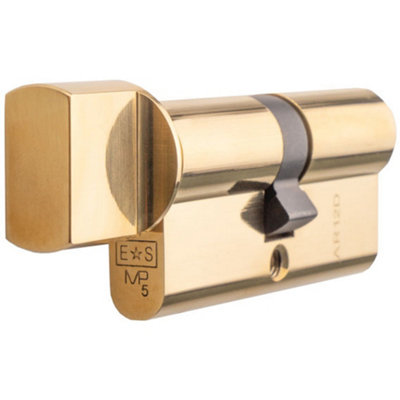 Loops 70mm Euro Cylinder Bathroom Thumb Turn LockPolished Brass Twist Door Barrel from B&Q