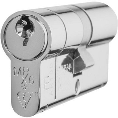 Loops 35 / 45mm Euro Double Offset Cylinder Lock 6 Pin Polished Chrome Fire Barrel from B&Q