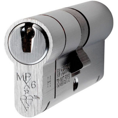 Loops 35 / 45mm Euro Double Offset Cylinder Lock 6 Pin Satin Chrome Fire Rated Barrel from B&Q