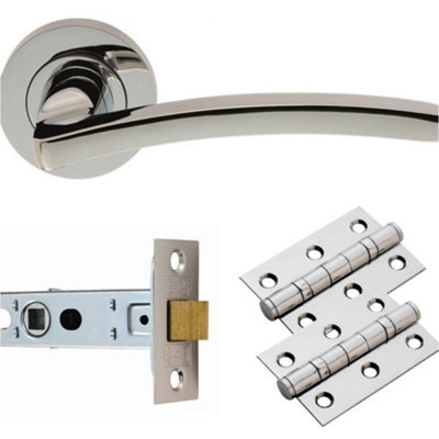 Loops Door Handle & Latch PackPolished Chrome Slim Curved Screwless Round Rose Kit from B&Q