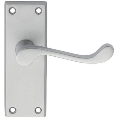 Loops Victorian Scroll Internal Latch Door HandleSatin Chrome Lever On Backplate from B&Q