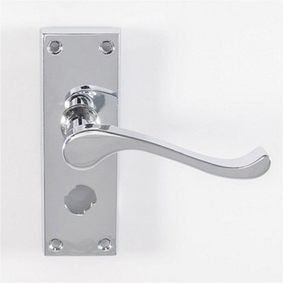 Loops Victorian Scroll Bathroom Latch Door HandlePolished Chrome Lever On Backplate from B&Q
