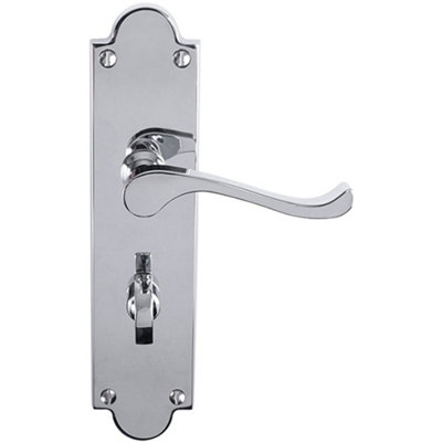 Loops Victorian Bathroom Latch Door HandlePolished Chrome Lever On Shaped Backplate from B&Q