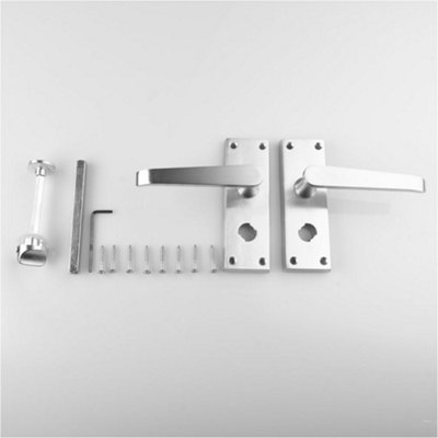 Loops Straight Victorian Bathroom Latch Door HandlePolished Chrome Lever Backplate from B&Q