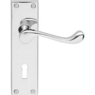 Loops Victorian Scroll Latch & Lock Door HandlePolished Chrome Lever On Backplate from B&Q