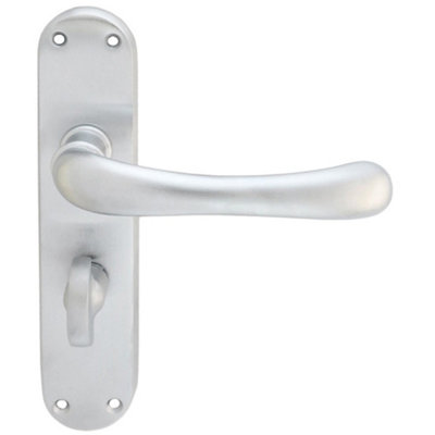 Loops Rounded Smooth Bathroom Latch Door HandleSatin Chrome Lever On Backplate from B&Q