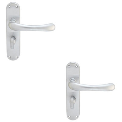 Loops 2 PackRounded Smooth Bathroom Latch Door HandleSatin Chrome Lever On Backplate from B&Q