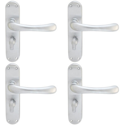 Loops 4 PackRounded Smooth Bathroom Latch Door HandleSatin Chrome Lever On Backplate from B&Q