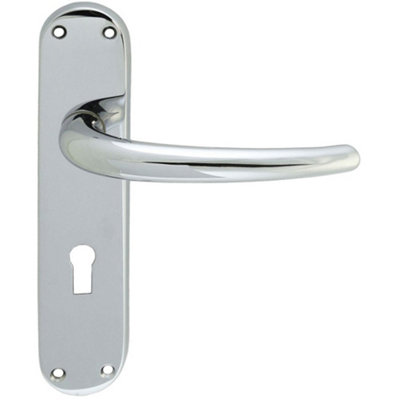 Loops Rounded Sleek Latch & Lock Door HandlePolished Chrome Lever On Backplate from B&Q