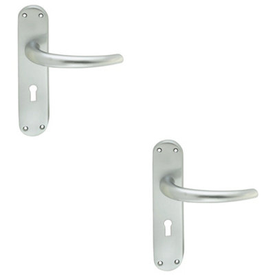 Loops 2 PackRounded Sleek Latch & Lock Door HandleSatin Chrome Lever On Backplate from B&Q