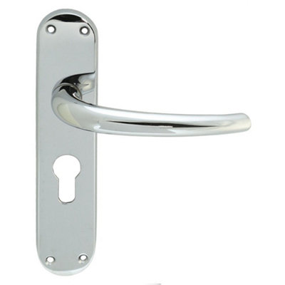 Loops Rounded Sleek Latch & Euro Lock Door HandlePolished Chrome Lever On Backplate from B&Q