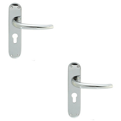 Loops 2 PackRounded Sleek Latch & Euro Lock Door HandlePolished Chrome Lever On Backplate from B&Q
