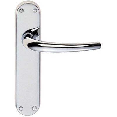 Loops Rounded Sleek Internal Latch Door HandlePolished Chrome Lever On Backplate from B&Q