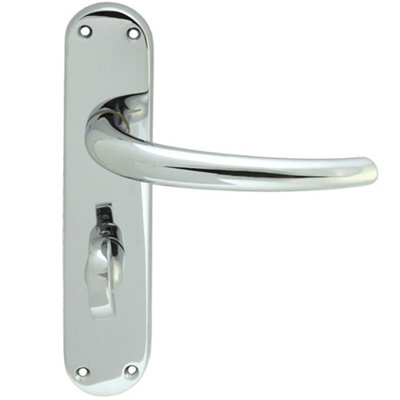 Loops Rounded Sleek Bathroom Latch Door HandlePolished Chrome Lever On Backplate from B&Q