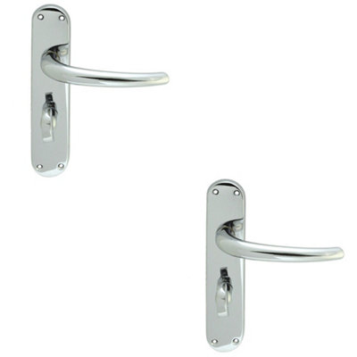 Loops 2 PackRounded Sleek Bathroom Latch Door HandlePolished Chrome Lever On Backplate from B&Q
