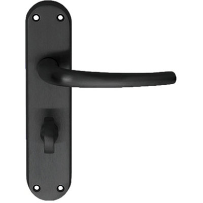 Loops Rounded Sleek Bathroom Latch Door HandleMatt Black Lever On Backplate from B&Q