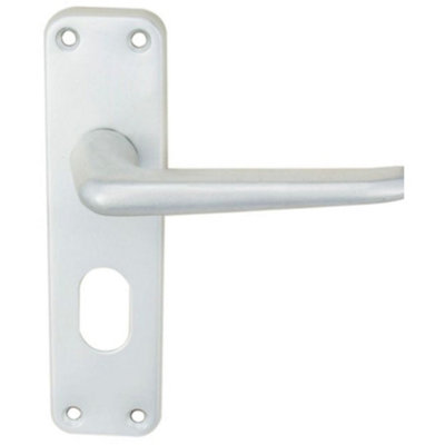 Loops Rounded Contract Latch & Lock Door HandleSatin Aluminium Lever On Backplate from B&Q