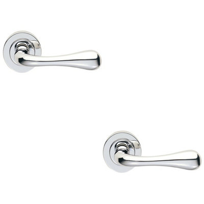 Loops 2 PackConcealed Door Handle SetPolished Chrome Lever On Round Rose Rotund End