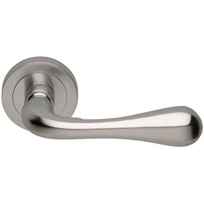 Loops Concealed Door Handle SetSatin Chrome Lever On Round Rose Rotund End
