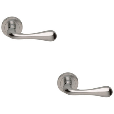 Loops 2 PackConcealed Door Handle SetSatin Chrome Lever On Round Rose Rotund End