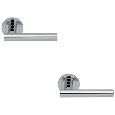 Loops 2 PackPremium Concealed Door Handle SetPolished Chrome Straight Lever On Round Rose