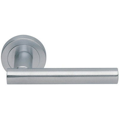 Loops Premium Concealed Door Handle SetSatin Chrome Straight Lever On Round Rose
