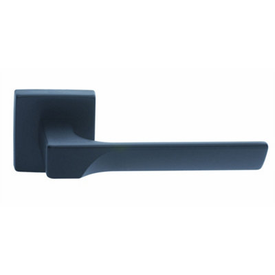 Loops Premium Contoured Door Handle SetMatt Black Sleek Lever On Square Rose