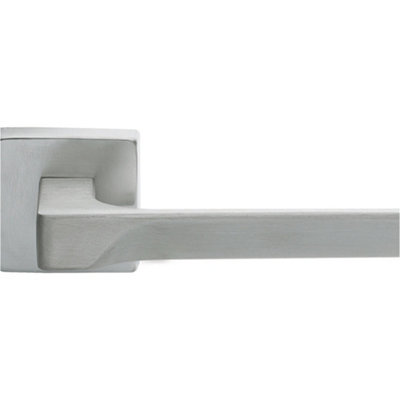 Loops Premium Contoured Door Handle SetSatin Chrome Sleek Lever On Square Rose