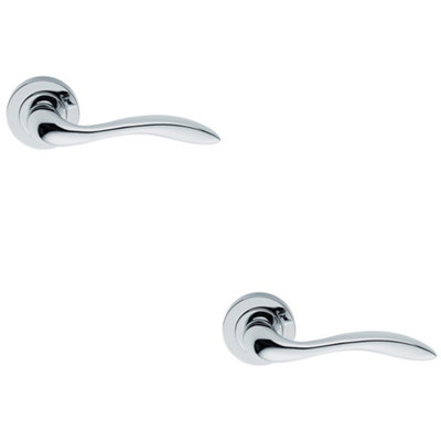Loops 2 PackPremium Scroll Door Handle SetPolished Chrome Elegant Lever On Round Rose