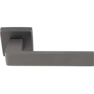 Loops Contemporary Flat Door Handle SetAnthracite Grey Sleek Lever On Square Rose